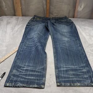 Eight 732 Baggy Jeans Men 36x34 Medium Wash Denim Relaxed Whisker Fade Sk8r VTG
